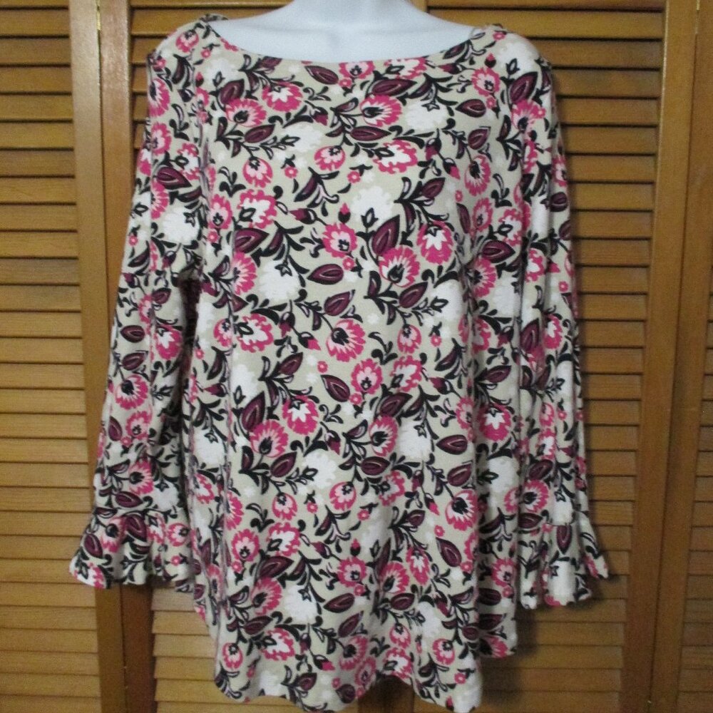 Kim Rogers top cottage core soft 100% cotton ruffle sleeve like new size XL